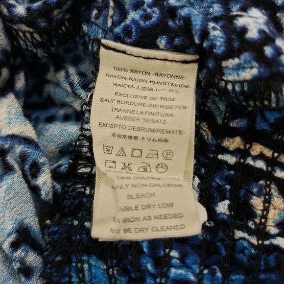 Free People Crop Top Womens XS Blue V-Neck Long Sleeve Paisley Waist Smocked - Picture 13 of 13